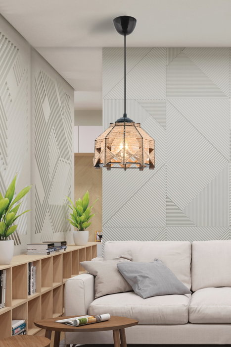 Opviq Jutta Jute Lámpara de Madera y Yute Color Camello